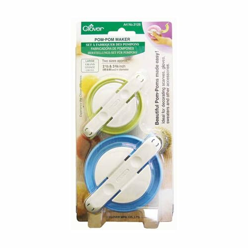 Clover Produttore Di Pompon, Plastica, Blu/Giallo, Taglia unica, Set di 2 Pezzi