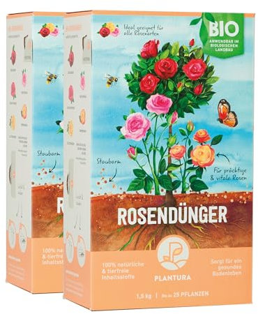 Plantura Bio Rosendünger mit 3 Monaten Langzeitwirkung, 3 kg, für prächtige Rosen in Beet & Topf, Bio-Qualität, gut für den Boden, unbedenklich für Haus- & Gartentiere