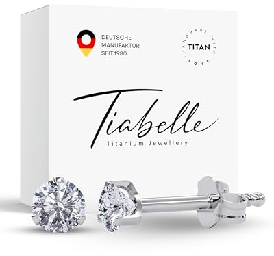 TIABELLE – Ohrstecker SINGLE STONE aus Titan mit funkelnden Swarovski® Zirconias – Silberfarbene Ohrringe für Damen – allergenfrei & hautverträglich – Handmade in Germany (3,0mm ø | White)