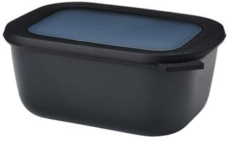 Mepal Multi Bowl Cirqula Rectangular - Mikrowellen Geschir - Geeignet als Luftdichte Aufbewahrungsbox für den Kühlschrank, Mikrowellengeschirr & als Frischhaltedosen - 1500 ml - Nordic black