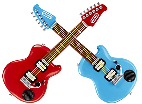 little tikes 658907EUC Real Jam Twice The Fun Two Toy Guitars with Cases & Straps-4 Modes, Volume Control, Bluetooth Connectivity-Encourages Imaginative & Creative Play-for Kids Ages 3+,Red