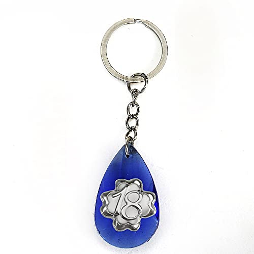 DLM-32088-azzurro (Kit 12 Pezzi) Portachiavi Ciondolo in Cristallo A Goccia Quadrifoglio Albero della Vita Festa 18 Anni Diciottesimo Compleanno_Azzurro bomboniera