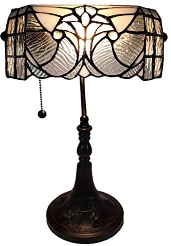 Unknown1 Tiffany Style Vintage Banker Lamp 15 Tall 16 Clear Brown