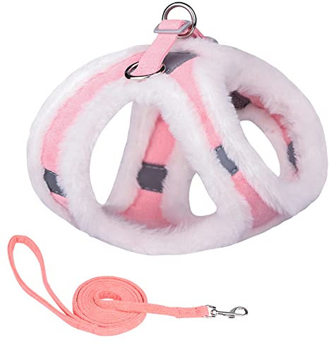 FUNAT Wintergeschirr für Haustiere, Hundeweste Stil Plüsch Brustgurt, Reflektierendes Hundegeschirr für Herbst und Winter