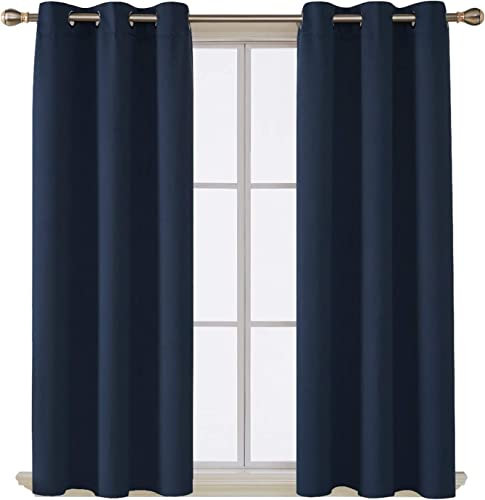 AR Ware Navy Blackout Curtains - 2 Panels Drapes Eyelet Thermal Curtains for Living Room and Bedroom - Energy Saving - Soundproof lightweight curtains (46 x 72 inches)