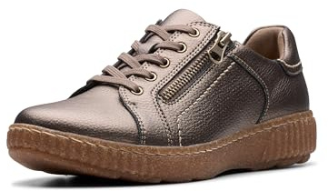 Clarks Collection Women's Caroline Janna Sneaker, Bronze Metallic Leather, 6.5 Medium US