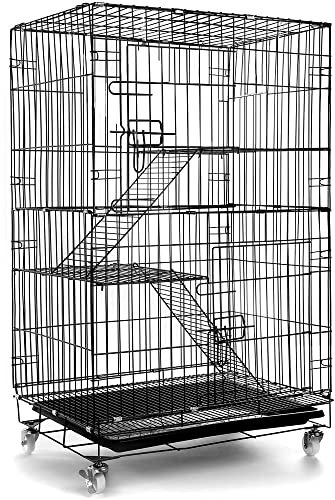 WAOCEO Katzenhaus katzenvilla Haushaltskatzungskäfige Große Katzenhäuser Dreistöckige Katzenvillen Mehrere Türen und Fenster Klappkatze Käfige Haustierkäfige 2022 Heißer Katzenhütte