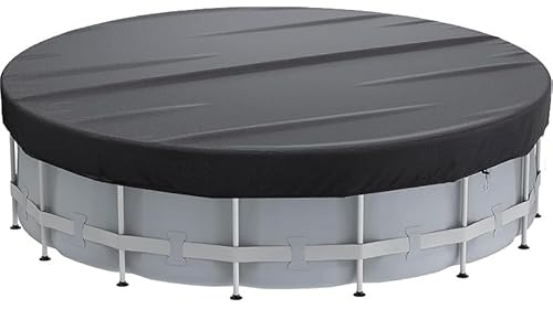 Ytwkafa Poolabdeckung Rund 305cm, 420D Oxford Stoff Abdeckplane Pool, Wasserdicht und ReißFest Poolabdeckung Winter mit Kordelzug und Bodennägeln