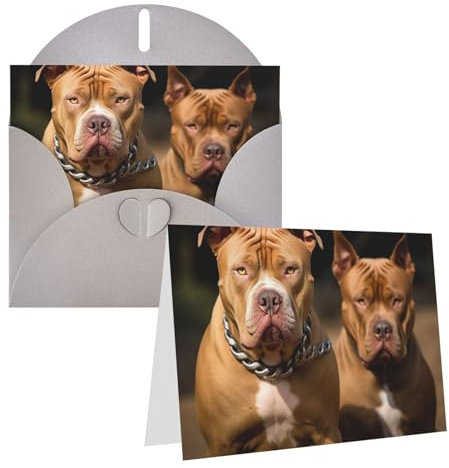 Mioedi Grußkarte mit Pitbull-Hunde-Aufdruck, 10,2 x 15,2 cm, Trauerkarte mit Umschlägen, für Party-Einladungen, Geburtstag, Hochzeit, Brautparty