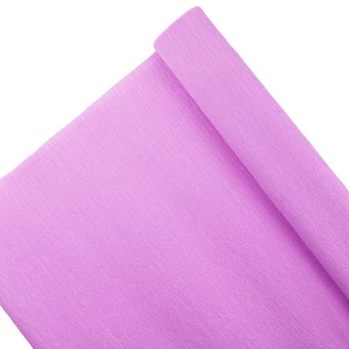 Rollo de papel crepé de alta calidad de 70 g para hacer flores, blanco, verde, rosa, hojas de papel crepé, 25,4 cm de ancho, 2,4 m de largo (rosa lavanda)