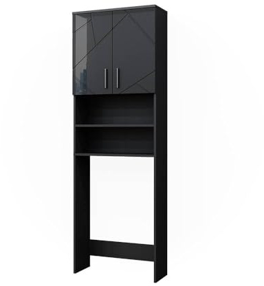 Vicco Mobiletto per lavatrice Irma, Antracite lucido, 64 x 190.5 cm, adatto per riporre oggetti e come supporto per lavatrici
