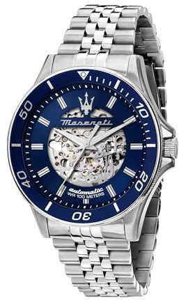 Maserati Reloj de Hombre, Automático, Analógico, Correa de Acero, Colección Sfida - R8823140011