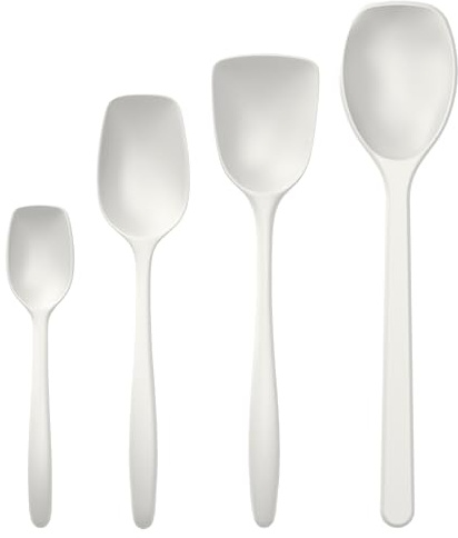 Rosti Classic Kochlöffel Set 4-Teilig, Hochwertiges Küchenhelfer Set mit 3 Kochlöffel & 1 Backlöffel, aus Kunststoff, Hitzebeständig, Bruchsicher, Spülmaschinenfest, Weiß