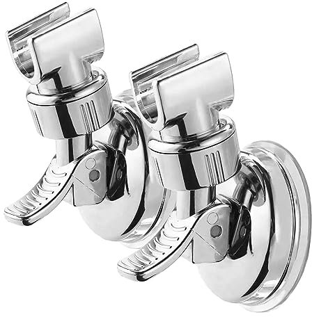DASNTERED 2 Pièces Support Douchette Ventouse, Support de Douche à Rotation 360 °, Support de Pomme de Douche réglable Amovible - sans perçage - pour la Maison, l'hôtel, la Salle de Bain(Argent)