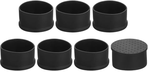 QUARKZMAN 7 Stück Stuhlbeinkappen, 50 mm PVC-Stuhlbeinspitzen schwarz | Rutschfeste Stuhlbein-Bodenschoner, runde Tischabdeckungen, Endkappen für Möbel