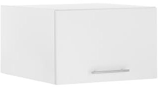 Aufsatzschrank >LAUNDREEZY< in weiß mit silberfarbenen Stangengriffen, 60x38x68 cm, beidseitig montierbarer Tür, matt beschichtete Oberfläche, robuste Holzwerkstoff-Konstruktion, einfache Montage