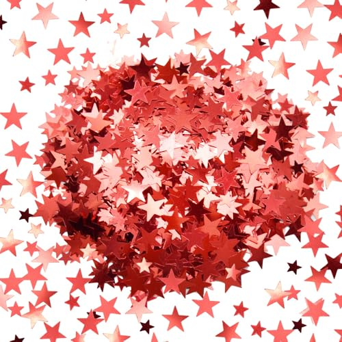 Yosawo 60g/2.1oz Stern Konfetti Glitzer Streudeko Sterne Bunt Tischdeko Geburtstag Hochzeit Weihnachten(XX/Red)