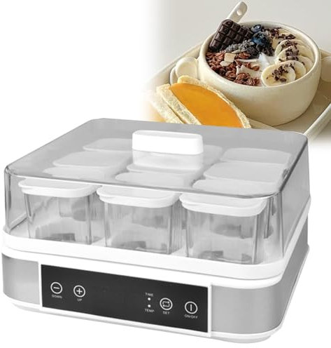 Yogurtera doméstica, máquina para hacer queso, con 9 tarros de cristal y pantalla táctil inteligente con control de temperatura y tiempo, para yogur orgánico doméstico