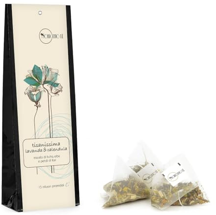 Novecento Tè | Tisanissima Miscela di Frutta e Petali Fiori Rilassante | Infusione Mela Finocchio Lavanda Lamponi Camomilla - 15 Piramidi (30 Gr)