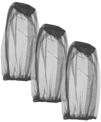 Toyvian Lot de 3 Chapeaux Moustiquaires Noirs en Filet pour Protection Complète du Visage Cou les Insectes, pour Activités en Plein Air et Apiculture