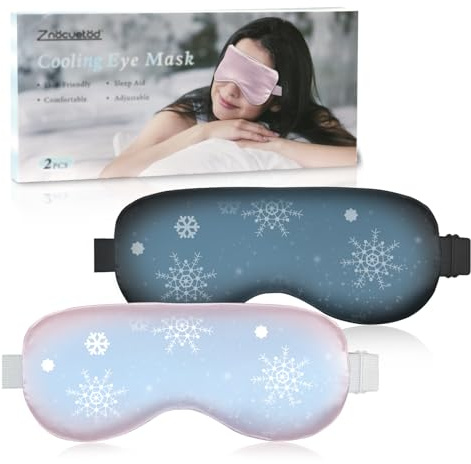 Cooling Eye Mask for Sleeping Migraine Headache Relief Mask Gel Cold Compress Eye Face Ice Pack for Eyestrain Dark Circles and Puffiness Relaxation Gifts for Women Men Silk Reusable-2 Pack