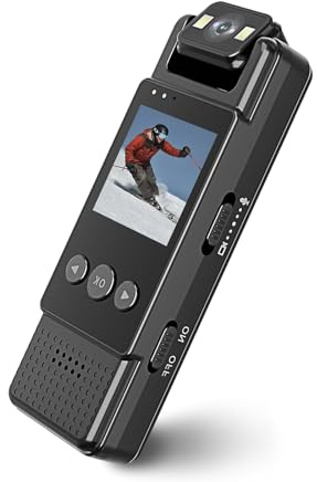 QZT 1080P HD Bodycam Polizia Professionale, Piccolo Telecamera Portatile con Visione Notturna, Rilevamento Movimento, Foto e Video, per Sicurezza e Viaggi