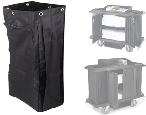 Bolsa de Repuesto Impermeable y Resistente para Carro Limpieza, con Cremallera y Hebilla para Colgar para Cesto Ropa Sucia con Ruedas(Black)