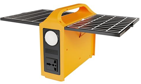 Estación de energía portátil de 100 W y 76,8 Wh con batería de litio de respaldo y paneles solares. Suministro de energía móvil como generador de emergencia para autocaravanas, casas rodantes y camp