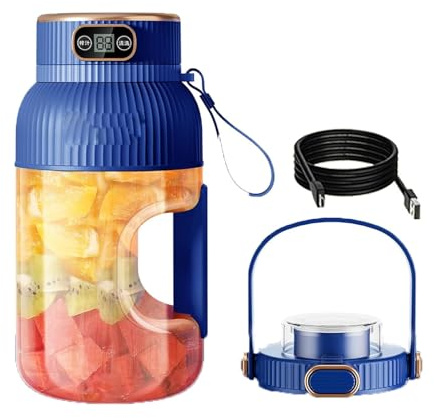 Exprimidor portátil multifuncional mejorado con pantalla digital de gran capacidad, licuadoras portátiles para licuadora eléctrica de frutas de cocina