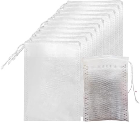 100 PCS Empty Tea Bags, Tea Filter Bags, Disposable Infuser with Drawstring, Reusable Empty Filter Bag for Soup Spices