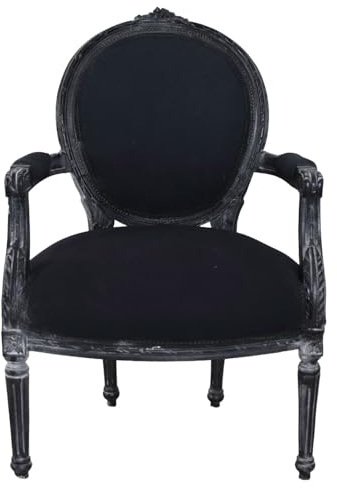 Fauteuil médaillon royal « Château Monfort » - Chaise baroque faite à la main - Modèle français du XIXe siècle - Cadre en bois avec sculptures et rembourrage - Dimensions : environ 94-98 × 63-67 cm