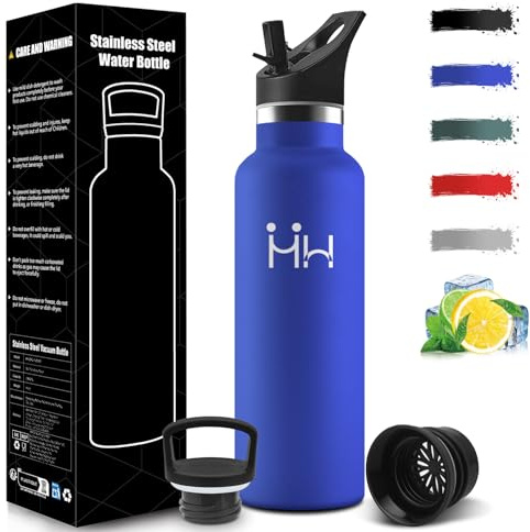 Mulbijeo Borraccia Termica 500ML, 18/8 Acciaio Inox, Bottiglia Termica Bambini, Senza BPA, Termos, Sottovuoto a Doppia Parete, Bottiglia Termiche con Cannuccia, Borracce per Scuola, Sport, Outdoor