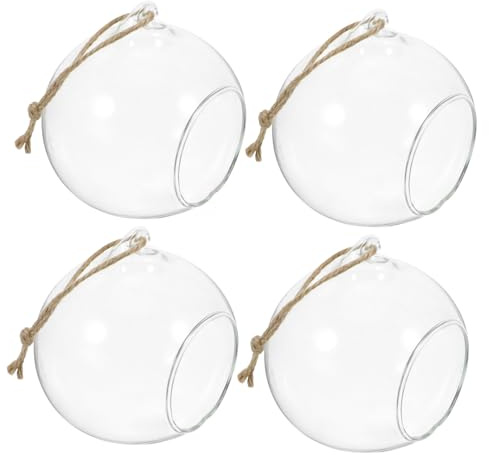 Alipis 5 Piezas Esferas de Vidrio Colgantes con Ventilación Portavelas LED y Terrarios DIY Incluye Cuerda de Yute para Decoración de Hogar y Árbol de Navidad