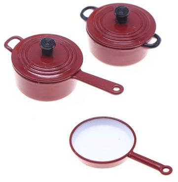 X-Institute Ensemble D'ustensiles De Cuisine Miniatures Casseroles Poêle Batterie Émaillée pour Maison Poupée Accessoire D'affichage Scène Modèles Artisanaux Ustensile