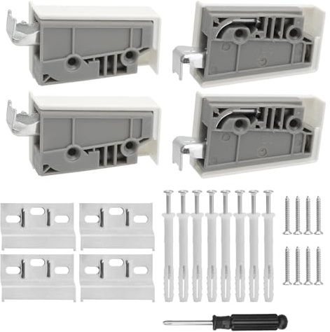 TMZELOA 4 Piezas Soporte de Pared para Armario, Ajustable Soportes Armario Capacidad de Carga de 60 kg Fabricado en Plástico ABS y Hierro, Herrajes Colgar Muebles para Armarios de Cocina Baño y Salón
