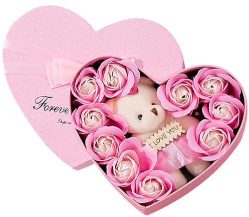 Herzform Geschenkbox aus Stabilem Karton - Karton Rote Hochzeits Geschenkbox Wiederverwendbare Candy und Geschenkverpackung für Hochzeit Party und Valentinstag (rosa)
