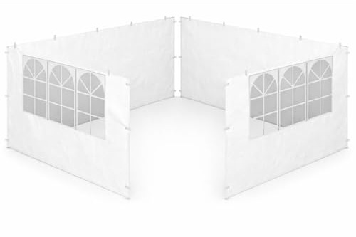 DUPI Set de Paredes Laterales para Carpa 3x3 m | Laterales Impermeables con 2 Ventanas + 2 Paneles Cerrados | Cerramiento Perimetral Gazebo | Blanco
