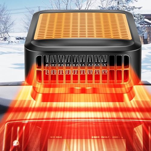 Car Heater & Defroster 12V Portable Car Heaters for Vehicle – 200W Fast Heating & Cooling Fan with 360° Rotatable Base Plug In Windshield Defogger for Car,Truck,SUV,RV | Auto Heater for Winter Driving