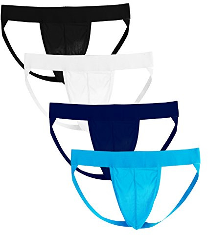 Sommarkod män sexiga nätstringtrosor med utbuktning bikini jockstrap, 4-pack blandning, XL