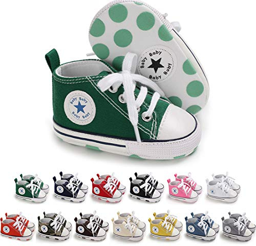 Tutoo Unisex Baby Boys Girls High Top Sneaker Soft Anti-Slip Sole Newborn Infant First Walkers Canvas Denim Shoes