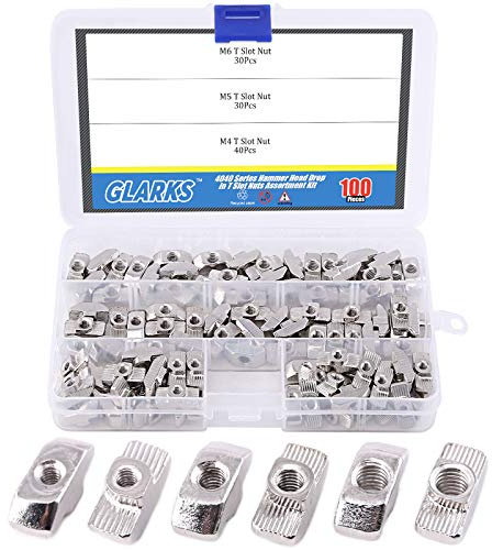 glarks M3 M4 M5 T Slot Hammer Head Verschluss Nut für Aluminium Profil 4040 Series