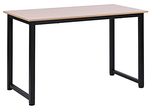 HOMCOM Scrivania per Computer Salvaspazio con Piedini Regolabili, Tavolo Scrittoio Scrivania PC per Gaming, Casa, Sala da Pranzo, Studio e Ufficio, 120x60x76 cm, Rovere e Nero