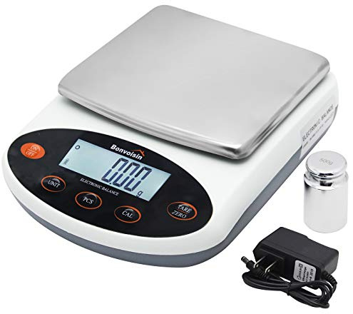 Bonvoisin Präzisionswaage, 0,01 g, 200–5000 g, analytisches Labor, elektronische Waage, wissenschaftliche Waage, 10 mg Lesbarkeit, kalibriert und direkt ablesbar (1000 g, 0,01 g)