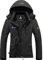 GEMYSE Damen Wasserdichte Berg-Skijacke Winddichte Skijacke Fleece Outdoor-Winterjacke mit Kapuze (Eisen Grau,L)