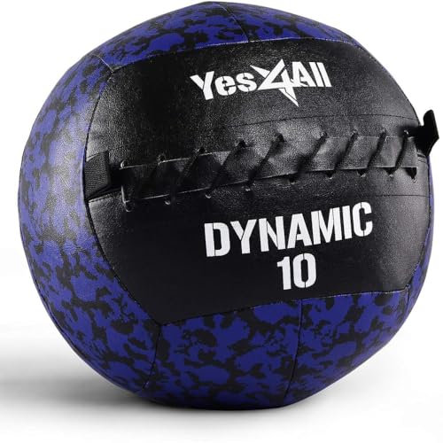 Yes4All P3JT Medizinball Wall Ball 4.5 kg Gewichtsball Weicher aus Leder für Ganzkörpertraining und Kraftübungen, Marine-Tarnmuster