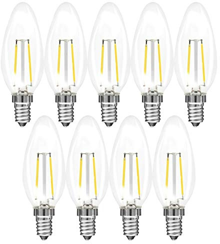 9 x Müller-Licht LED Filament Leuchtmittel Kerze 3W = 25W E14 klar 250lm warmweiß 2700K 200° Ra>95