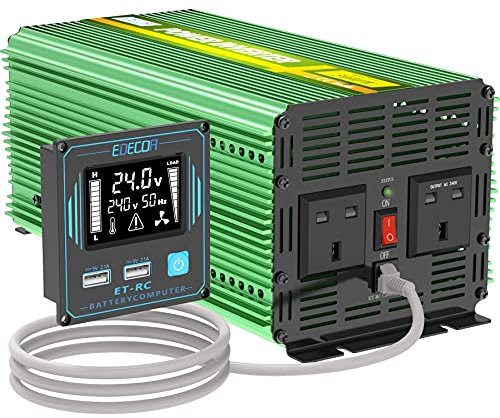 New EDECOA 3000W Inverter DC 24V to 240V AC Truck Power Converter 6000W Peak Remote Control with LCD Display and 4.2A Dual USB Car Charger
