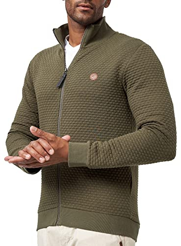 Indicode Herren Bermie Sweatjacke Cardigan mit Stehkragen & Reisverschluss | Moderne Sweatjacke mit Stehkragen und bequemer Passform, Cardigan, Freizeitjacke, Zip Jacke, Herrenstrickjacke für Männer