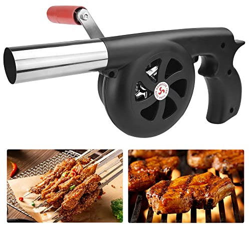 YAANBUNB Mini Soffiatore Manuale per Barbecue - Ventilatore a Combustione a Manovella in Metallo 29*12cm - Portatile per Campeggio all'Aperto