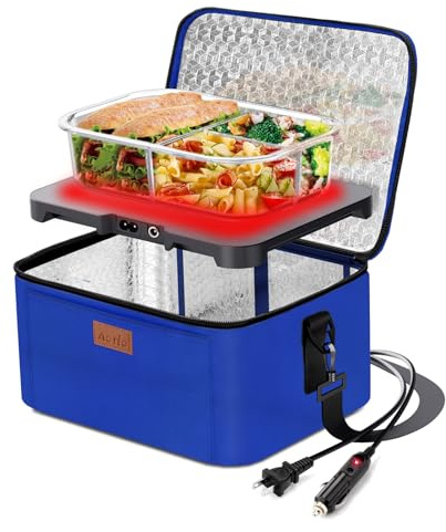 Aotto Forno portatile 12 V 24 V 110 V scalda alimenti portatile mini forno personale riscaldato per auto, camion, viaggi, campeggio, lavoro, cucina domestica